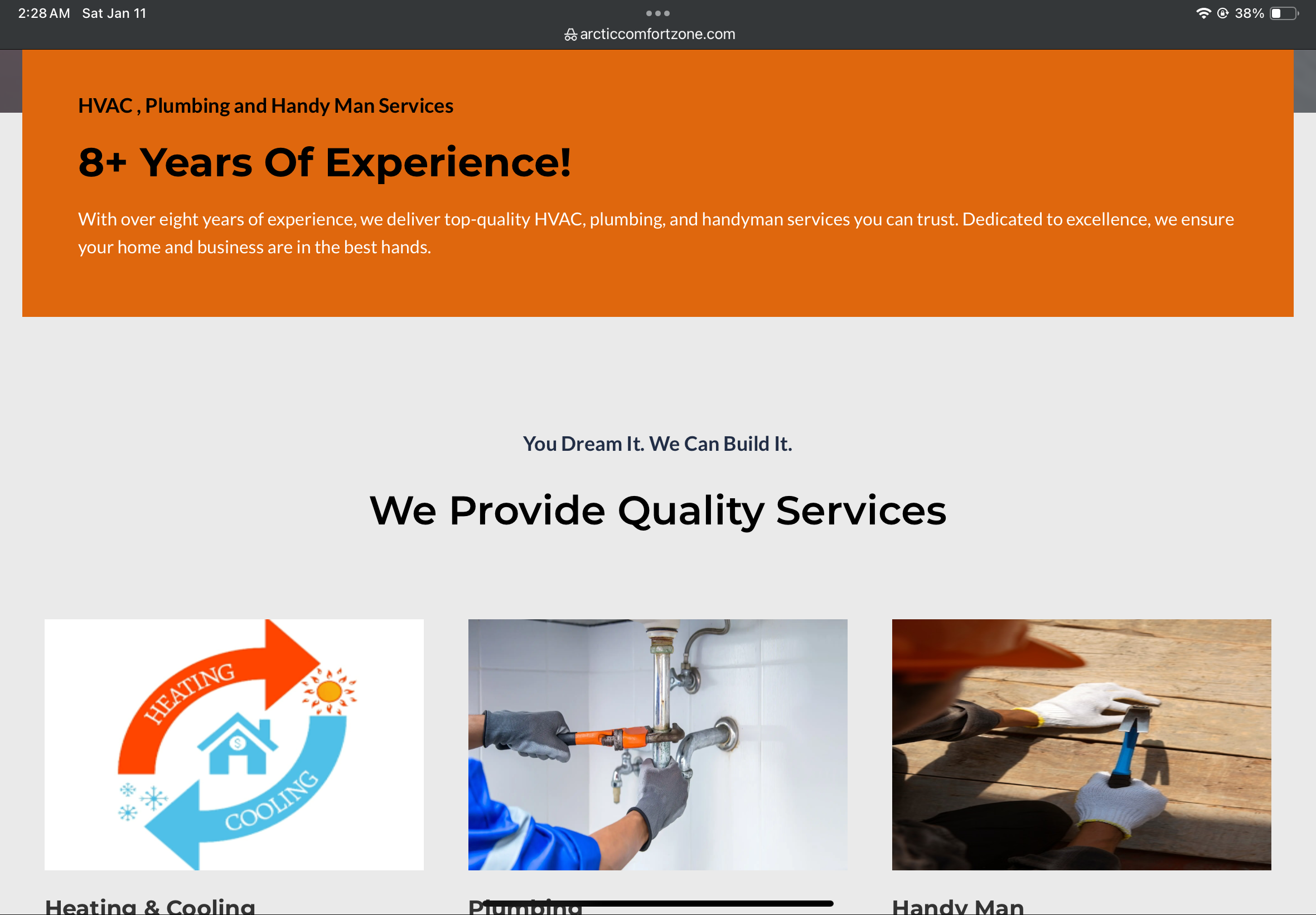 Arctic ComfortZone website preview